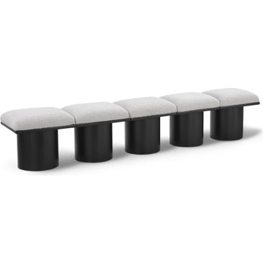 Pavilion 90 Inch 5 Piece Boucle Fabric Bench In Cream and Black