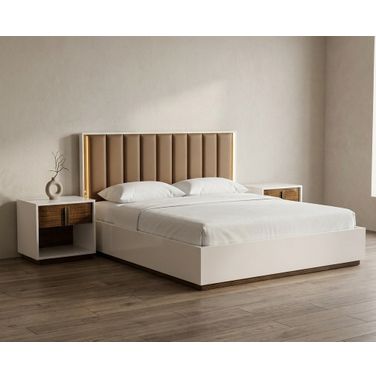 Pavira Bedroom Set with LED Lights In Walnut
