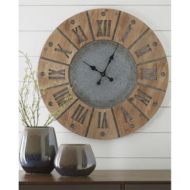Payson Antique Gray and Natural Wall Clock