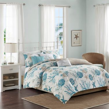 Pebble Beach 6 Piece Cotton Sateen King/Cal King Duvet Cover Set In Aqua