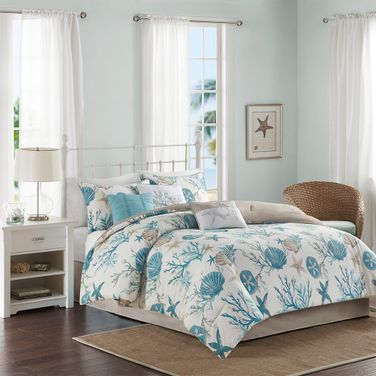 Pebble Beach 7 Piece Cotton Sateen King Comforter Set In Aqua