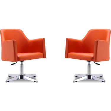 Pelo Adjustable Height Swivel Accent Chair in Orange and Polished Chrome (Set of 2)