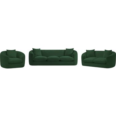 Penelope Chenille Fabric Living Room Set In Green