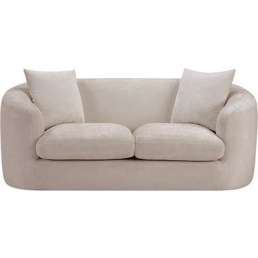 Penelope Chenille Fabric Loveseat In Beige Chenille