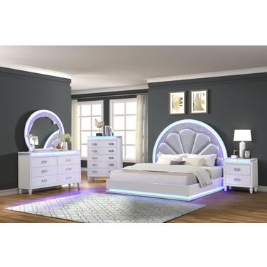 Perla Led Bedroom Set In Milky White