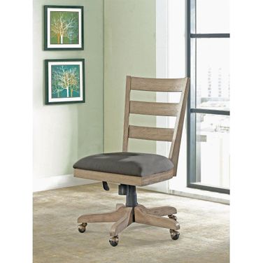 Perspectives Sun Drenched Acacia Wood Back Upholstered Desk Chair