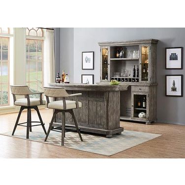 PGA Deluxe Back Bar and Hutch, Distressed Gray