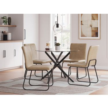 Pharwynn Dining Room Set In Toast and Black