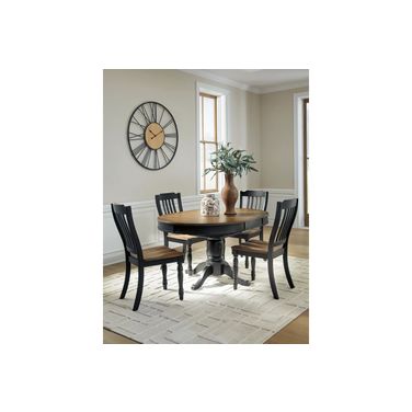 Phillinger Extension Dining Room Set In Black and Brown