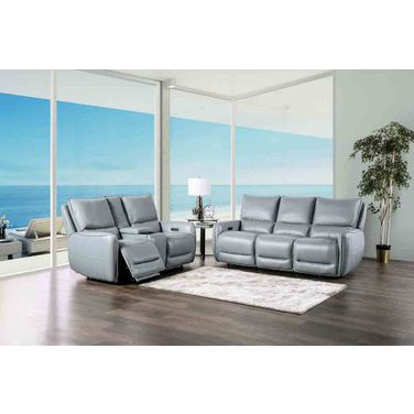Phineas Power Reclining Living Room Set In Pale Blue