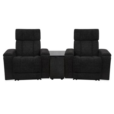 Phoenix Zero Gravity Power 2 Seat Home Theater Seating with Wedge and Immersive Audio In Cabot Ebony
