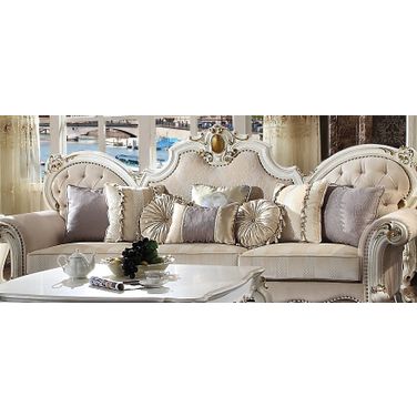 Picardy Fabric and Antique Pearl Oversized Sofa