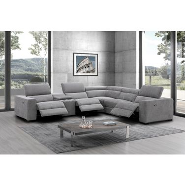 Picasso Motion Fabric Sectional In Light Grey