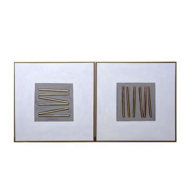 Pick Up Sticks 48" x 48" Accent Wall Art Set of 2 In Gold