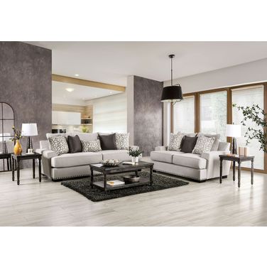Picotee Living Room Set In Light Gray and Black