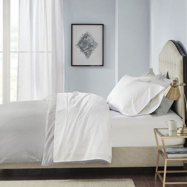 Pima Cotton Sateen 4 Piece California King Sheet Set In White