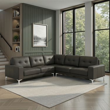 Pimentel 102 Inch Sectional Sofa with Tufted Back and Track Arms In Cola