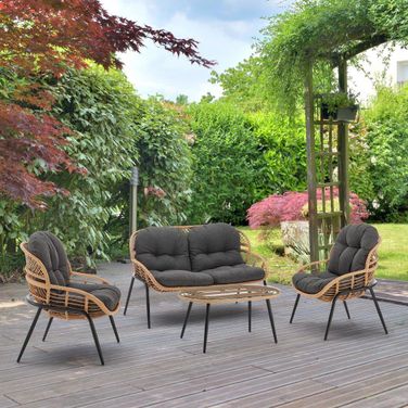 Pine 4-Piece Patio Conversation Set In Grey