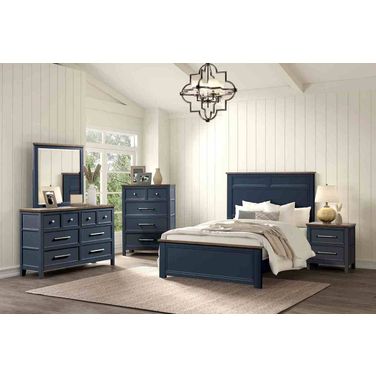 Pinetop Youth Bedroom Set In Blue and Dark Brown
