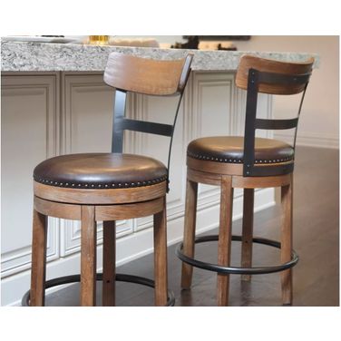 Pinnadel Upholstered Swivel Counter Stool