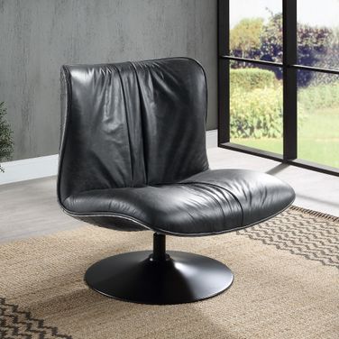 Piotr Accent Chair with Swivel In Black