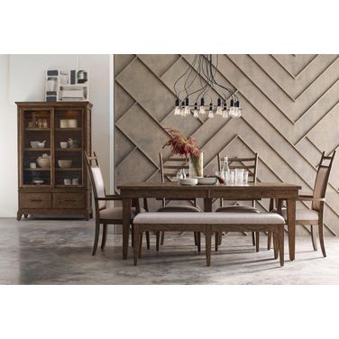 Plank Road Rankin Dining Room Set With Bench (Stone)