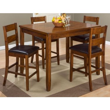 Rustic Brown Counter Height Dining Room Set In Light Brown