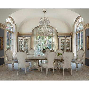 Platine De Royale Rectangular Dining Room Set In Champagne