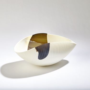 Pleated Medium Bowl In Bronze Stripe