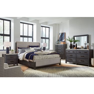 Plum Creek Upholstered Panel Bedroom Set In Ravenwood Black