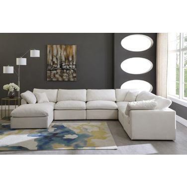 Plush Velvet Standard Comfort 7 Piece Modular Sectional In Cream