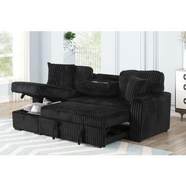 Plush Sleeper Sectional In Black