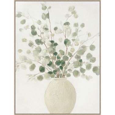 Poetic Soft Grove I - 39" x 30" - Hand-Embellished Canvas In Ivory and Sage