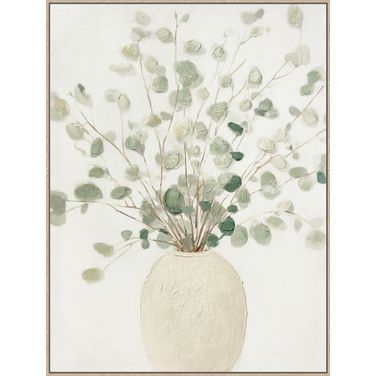 Poetic Soft Grove II - 39" x 30" - Hand-Embellished Canvas In Ivory and Sage