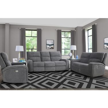 Polaris Bizmark Gray Power Reclining Living Room Set