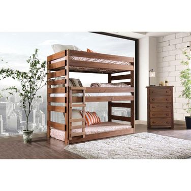 Pollyanna Twin Over Twin Over Twin Bed With 3 Slat Kits In Mahogany