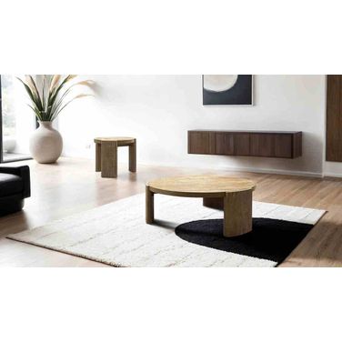 Poltimore Round Occasional Table Set In Oak