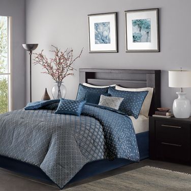 Biloxi 7 Piece King Comforter Set In Navy