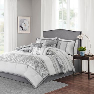 Bennett 7 Piece California King Comforter Set In Grey