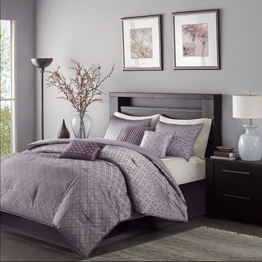 Biloxi 7 Piece California King Comforter Set In Purple