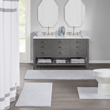 Polyester Marshmallow 2' x 6' Bath Rug In Grey