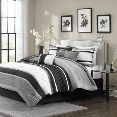 Blaire 7 Piece Comforter Set In Grey
