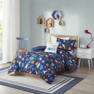 Polyester Printed 4 Piece Queen Comforter Set In Multi