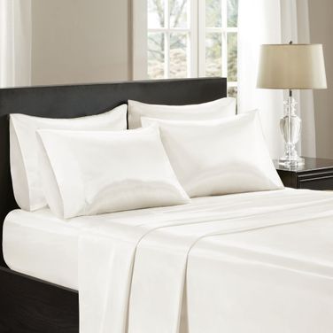 Polyester Satin 6 Piece King Sheet Set In Ivory