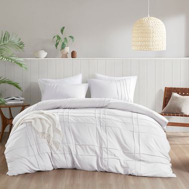 Porter Soft Washed Pleated Duvet Cover Set In White