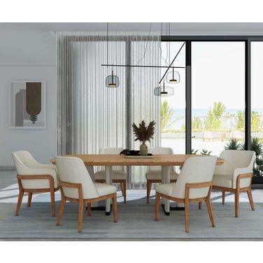 Portico Rectangular Dining Set In Brown