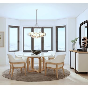 Portico Round Dining Dining Set In White