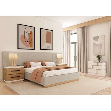 Portico Upholstered Bedroom Set with End Panel In Brown