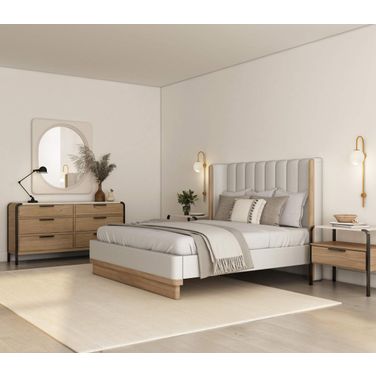 Portico Upholstered Shelter Bedroom Set In White