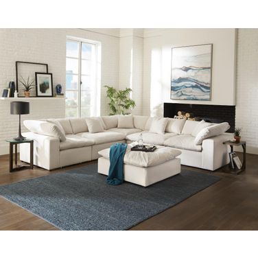 Posh L-Shape Modular Sectional In Porcelain
